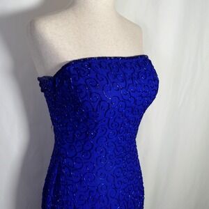 VTG Cache Y2K Fairy Grunge Whimsigoth Silk Maxi Dress Size M Beaded Strapless
